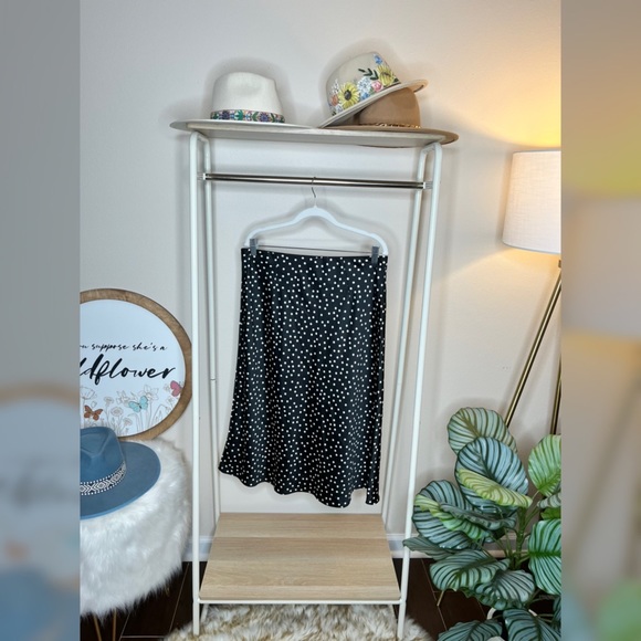 The Drop Women’s Silky Slip B&W Polka Dot Midi Skirt - Size Large - Picture 6 of 8